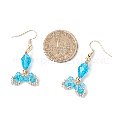 Серьги-подвески из стекла и нержавеющей стали 304 в форме рыбьего хвоста&nbsp;EJEW-MZ00458-05