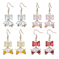 Стеклянные серьги-подвески с бантом&nbsp;EJEW-JE06856