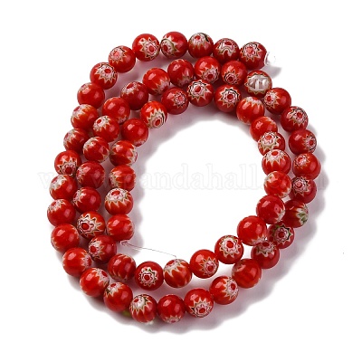 Ручной работы millefiori стеклянные бусины нитки LAMP-G164-02B-1