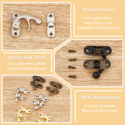 30 шт. 6 цвета железный замок с защелкой и крючком&nbsp;FIND-OC0003-42-1