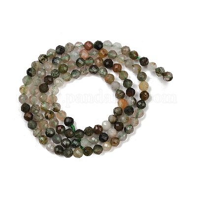 Нити бусин из натурального зеленого рутилированного кварца&nbsp;LS-G-RM241221-B47-1