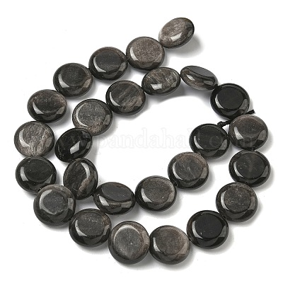 Натуральный серебристый блеск нитей обсидиана&nbsp;G-L648-B23-15mm-02-1