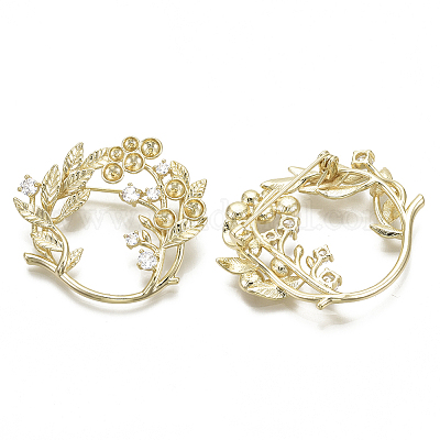 Брошь из латуни с прозрачным кубическим цирконием&nbsp;LS-KK-R136-005-NF-1