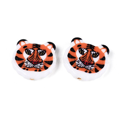 Печатные непрозрачные бусины из смолы&nbsp;RESI-N043-08-1