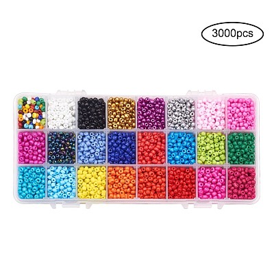 24 цветные стеклянные бусины&nbsp;SEED-YW0001-01-4mm-1