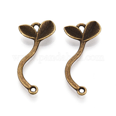 Соединительные элементы из сплава в тибетском стиле с подвесками-листочками PALLOY-T094-11AB-1