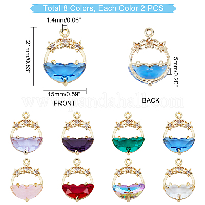 16 шт. 8-х цветные граненые прозрачные стеклянные подвески&nbsp;GLAA-PH0001-30-1