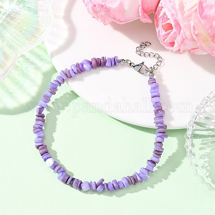 Браслеты на ногу из натуральных окрашенных пресноводных ракушек AJEW-AN00746-03-1