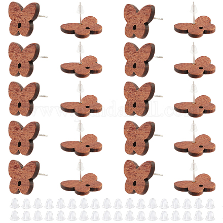 20 пара фурнитуры для серег из орехового дерева WOOD-DC0001-02-1