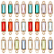 24Pcs 12 Colors K9 Glass Connector Charms, Brass Rectangle Links, Golden, Mixed Color, 12x4x1.7mm, Hole: 0.7mm, 2pcs/color