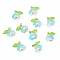10Pcs Acrylic & Glass Flower Pendants, with Brass Findings, Turquoise, 14mm, Hole: 2.3mm