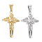 304 Stainless Steel Pendants, Angel, Mixed Color, 35.5x24.5x9.5mm, Hole: 8.5x5mm