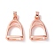 Brass Pendants, Long-Lasting Plated, Cadmium Free & Nickel Free & Lead Free, Stirrup Charms, Real Rose Gold Plated, 25x17x7mm, Hole: 4mm