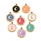 304 Stainless Steel Enamel Pendants, Flat Round, Golden, Moon, 15.5~16.5x13.5x2.5mm, Hole: 1.2~1.4mm