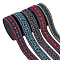 5 Yards 5 Colors Ethnic Style Embroidery Flat Polyester Elastic Flower Jacquard Cord/Band, Webbing Garment Sewing Accessories, Mixed Color, 20mm, 1 yard/color