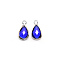 Faceted Glass Pendants, with Brass Findings, December Birthstone Pendant, Teardrop, Platinum, Blue, 13.5x7.5x4mm, Hole: 1.6mm