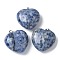 Natural Blue Spot Jasper Pendants, Heart Charms with Platinum Tone Brass Findings, 30.5x30x13mm, Hole: 7x4mm