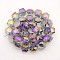 Hexagon Electroplate Full Rainbow Plated Glass Beads Strands, Faceted, Dark Violet, 15x14x8mm, Hole: 1mm, about 50pcs/strand, 30 inch