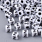 White Opaque Acrylic Beads, Horizontal Hole, Cube with Black Alphabet, Letter.Z, 4~5x4~5x4~5mm, Hole: 1.8mm, about 221pcs/17g