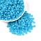 Opaque Colours Glass Seed Beads, Rondelle, Round Hole, Deep Sky Blue, 6~6.5x3mm, Hole: 1.2~1.4mm, about 2500pcs/pound