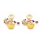 Brass Micro Pave Colorful Cubic Zirconia and Enamel European Dangle Charms, Handbag & Glasses & Sun, Large Hole Pendants, Real 18K Gold Plated, 29mm, Hole: 4.8mm