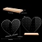 Clear Acrylic Earring Jewelry Display Stands, Earring Organzier Holder with Wooden Base, Heart, 13.2x15x0.2cm