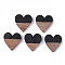 Resin & Walnut Wood Pendants, Heart, Black, 18x17.5x3.5~4mm, Hole: 1.5mm