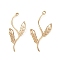 Brass Pendants, Leaf Charms, Real 18K Gold Plated, 28.5x14x1mm, Hole: 1mm