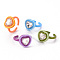 Spray Painted Brass Cuff Rings, Open Rings, with Glass, Cadmium Free & Lead Free, Heart, Light Gold, Mixed Color, US Size 6 3/4(17.1mm)