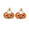 Halloween Alloy Enamel Pendants, Golden, Pumpkin, 21.5x20x1.5mm, Hole: 1.6mm