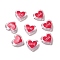 Printed Transparent Acrylic Beads, Heart with LOVE, Deep Pink, 17.5x20x5mm, Hole: 3mm