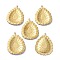 Brass Pendants, DIY Accessories, for Bracelets, Earrings, Necklaces, Teardrop with Flower, Raw(Unplated), 40.5x30x2mm, Hole: 1.4mm