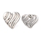 Tarnish Resistant 304 Stainless Steel Stud Earrings, Heart with Stripe, Stainless Steel Color, 24x24mm