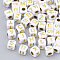 50g Plated Acrylic Beads, Metal Enlaced, Horizontal Hole, Cube with Letter, Golden Plated, 4.5x4.5x4.5mm, Hole: 2~2.3mm