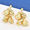 304 Stainless Steel Dangle Stud Earrings, Golden, Shell Shape, 54mm