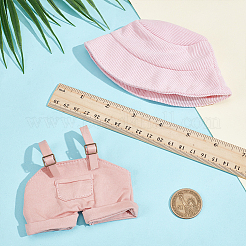 1 шт. брюки на подтяжках из хлопка и искусственной кожи и 1 шт. тканевая панама для аксессуаров для кукол&nbsp;DOLL-WR0001-05A