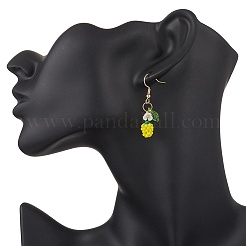 Серьги-подвески в форме яблок из стеклянного бисера ручной работы&nbsp;EJEW-MZ00575-03