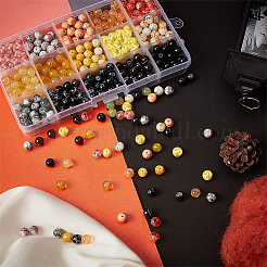 Строковые и обжиговые стеклянные бусины в нитях&nbsp;GLAA-PH0001-03-8mm