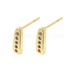 Серьги-гвоздики из латуни с микропаве из прозрачных кубических цирконий в форме капли&nbsp;EJEW-H180-26G