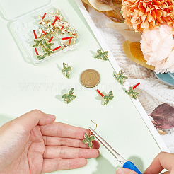 20 шт. фурнитура для сережек-гвоздиков из сплава с эмалью в виде листа&nbsp;ENAM-UN0001-02