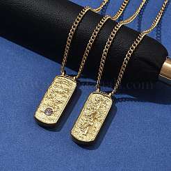 Ожерелья с прямоугольными подвесками из нержавеющей стали 304&nbsp;NJEW-D300-01G-04