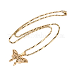 Ожерелья с подвеской в виде бабочки из нержавеющей стали 201 для мужчин и женщин&nbsp;LS-NJEW-K283-24G
