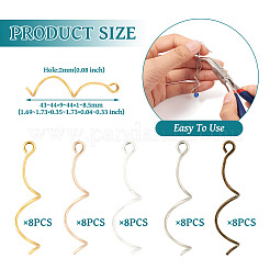 40 шт. 5-х цветные латунные волнистые штифты&nbsp;FIND-TA0004-73