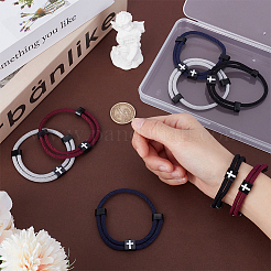 8шт 4-х цветные плетеные веревочные полиэстеровые шнуры-браслеты&nbsp;BJEW-UN0001-55