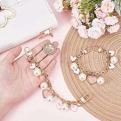 Подвеска в виде сердца из сплава эмали и смолы с жемчугом из цинкового сплава&nbsp;FIND-AB00070