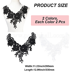 4 шт. двухцветный полиэстеровый кружевной воротник с вышивкой&nbsp;AJEW-CY0001-51B