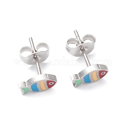 3 пара 3 стильных эмалевых сережек с подвесками в виде рыбок&nbsp;EJEW-B020-23P