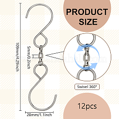 12 шт. 201 нержавеющая сталь вертлюжные крючки&nbsp;FIND-FG0003-65