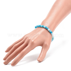 Натуральный состаренный агат (окрашенный) круглый эластичный браслет из бисера BJEW-JB08363-03