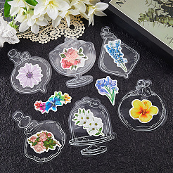 Набор наклеек из бумаги с изображением цветка мультфильма&nbsp;DIY-SC0031-01